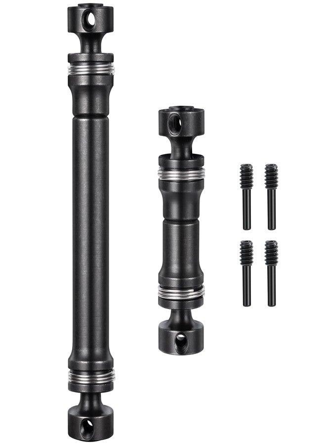 JGGZONE 2PCS Steel 1144 Drive Shafts Center CVD Driveshaft Metal Front + Rear Drive Shaft RC Car Spline Drive Shafts for Tra-xxas 1/16 E Revo Summit RC Crawler Car (Black) - Image 1